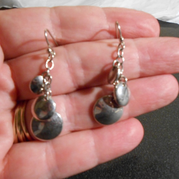 Two Pair Silver Dangle Earrings - Picture 5 of 6